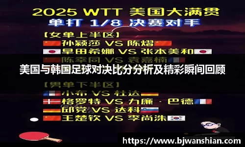 美国与韩国足球对决比分分析及精彩瞬间回顾